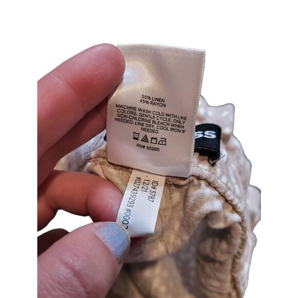 Express Linen Wide Leg Super High Rise Paperbag Pants Spotted Women's Medium - Picture 4 of 5